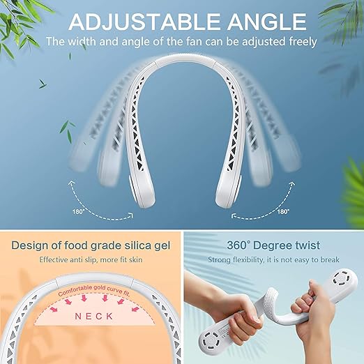 USB Portable Neck Fan, with Strong Airflow, Portable Cooling Fan Speed Adjustable