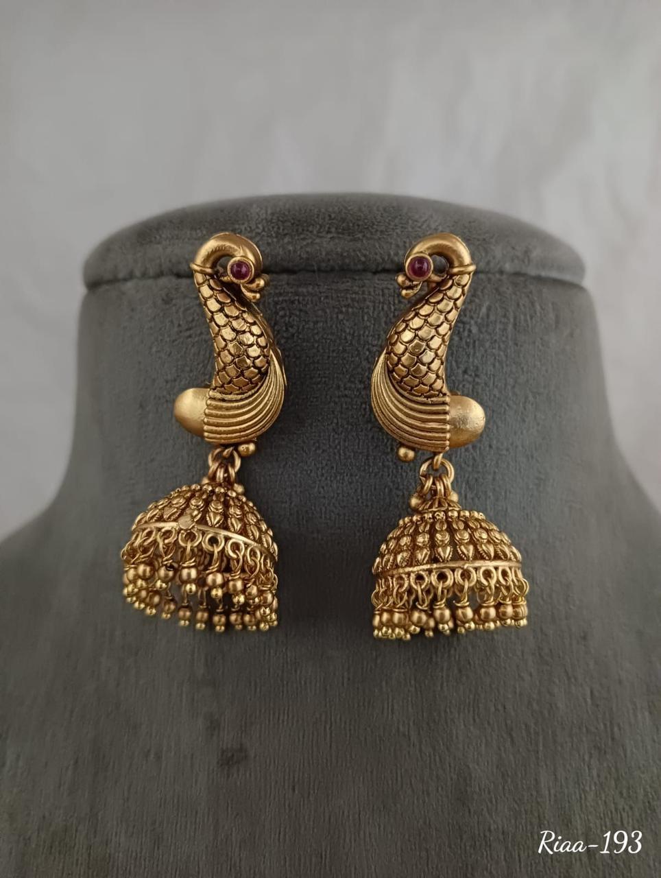 Stylish Antique Gold plated Jhumka Earrings