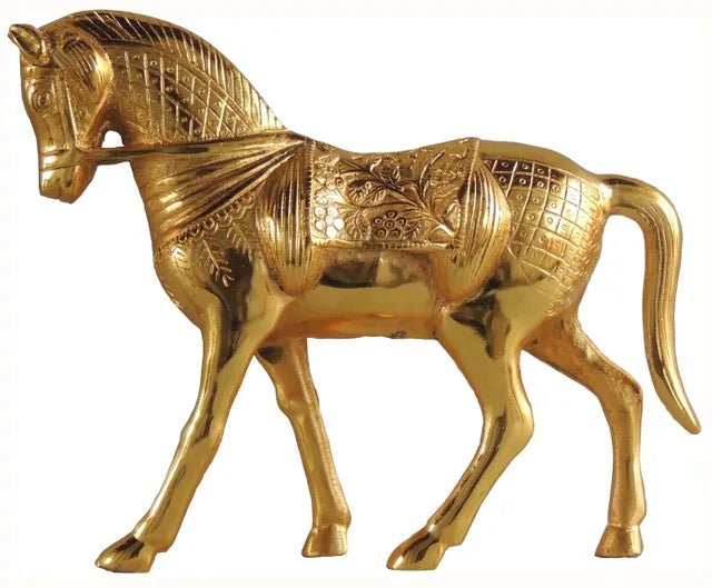 Aluminium Showpiece Gold Horse Statue - 13*4*10.2 Inch (AS212 G