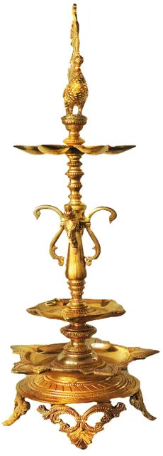 Brass Showpiece Brass Table Decor Deepak Statue - 7*7*28 Inch (BS323)