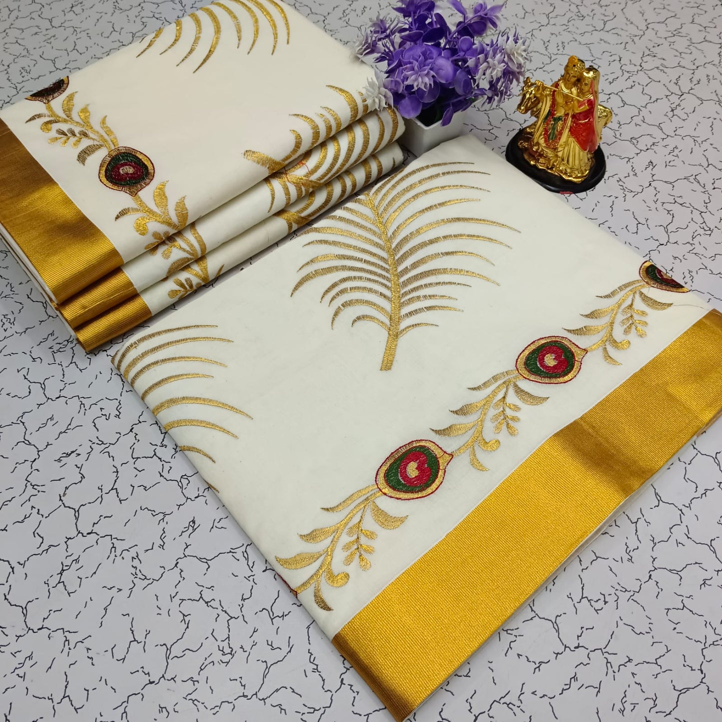 KERALA  COTTON SAREE WITH  EMBROIDERY