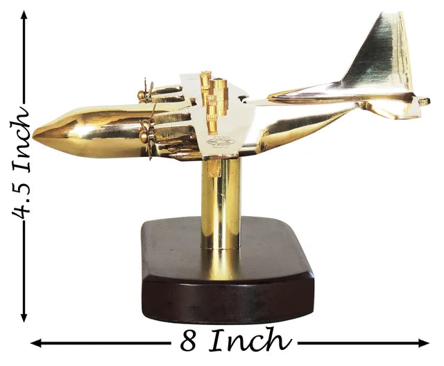 Brass & Wooden Home Decorative Aeroplane, Hawai Jahaj - 8*6.5*4.5 Inch (MR229 C)