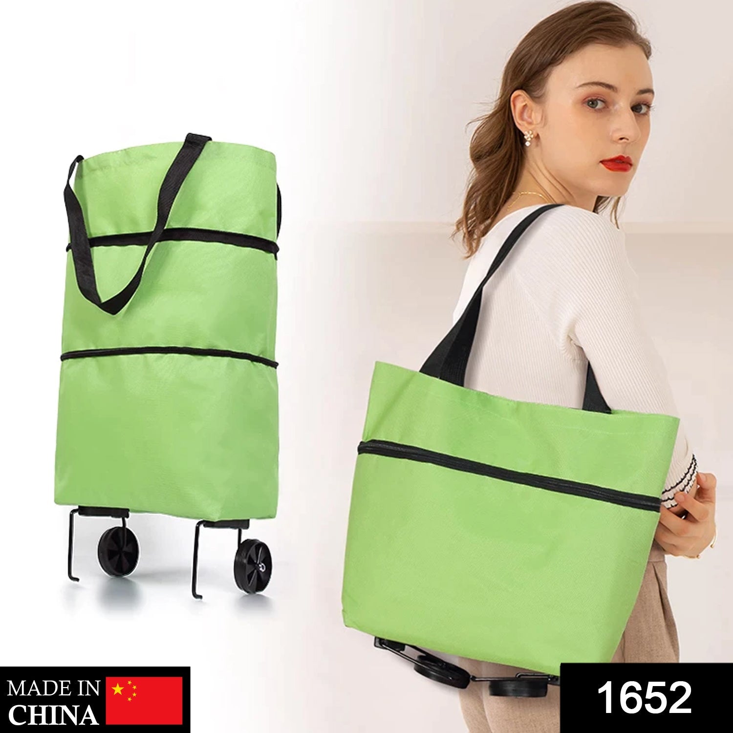 1652 Folding Cart Bags Trolley Shopping Bag For Travel Luggage 