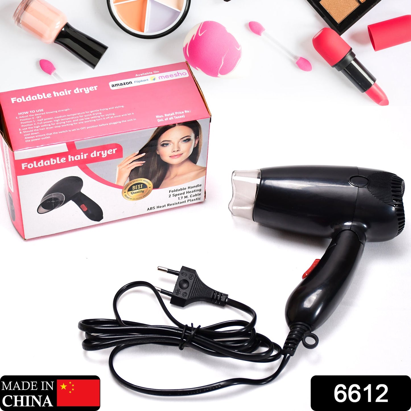 6612 Hair Dryer With Foldable Handle For Easy Portability And Storage 