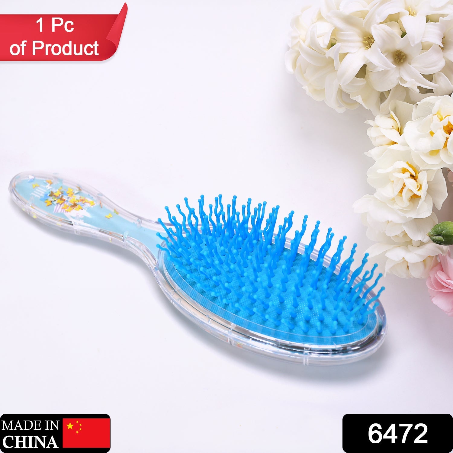 6472 Hair Brush for Kids Detangling Anti-static Soft Massage for Braids Curly Straight Long or Short Wet Or Dry Hair (Multi-Design) 
