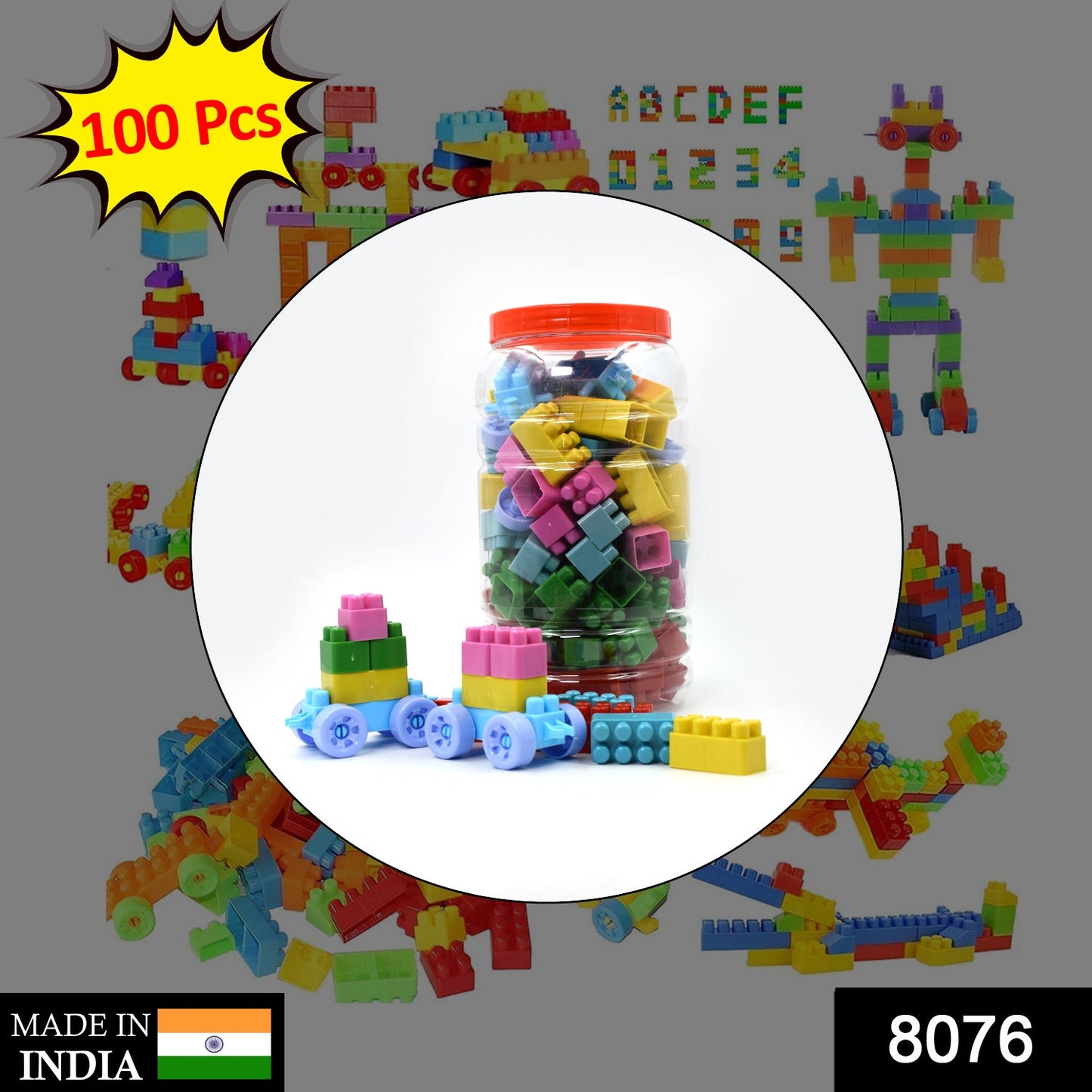 8076 100pc Building Blocks Early Learning Educational Toy for Kids 
