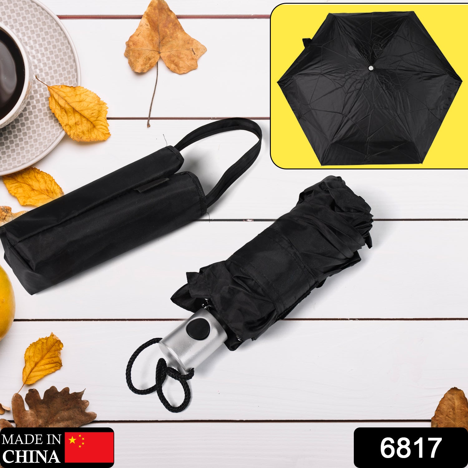 6817  Windproof Travel Umbrella - Compact, Light, Automatic, Strong and Portable - Wind Resistant, Small Folding Backpack Umbrella for Rain 