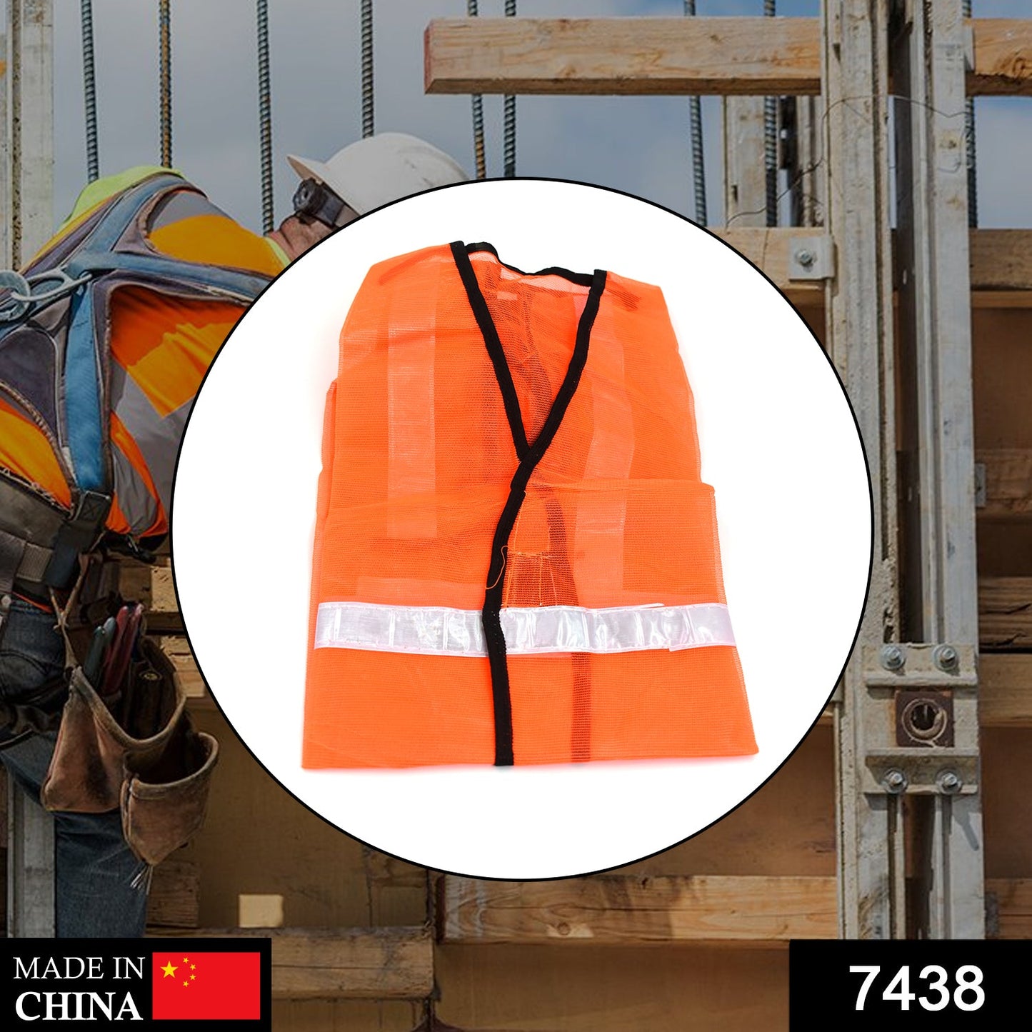 7438 Orange Safety Jacket For Having protection against accidents usually in construction area's. 