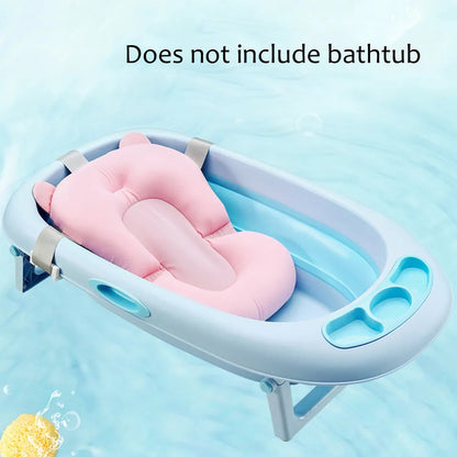 7522 Baby Bath Pillow Newborn Anti-Slip Bathtub Pad Foldable with Strap For 0-6 Month Baby 