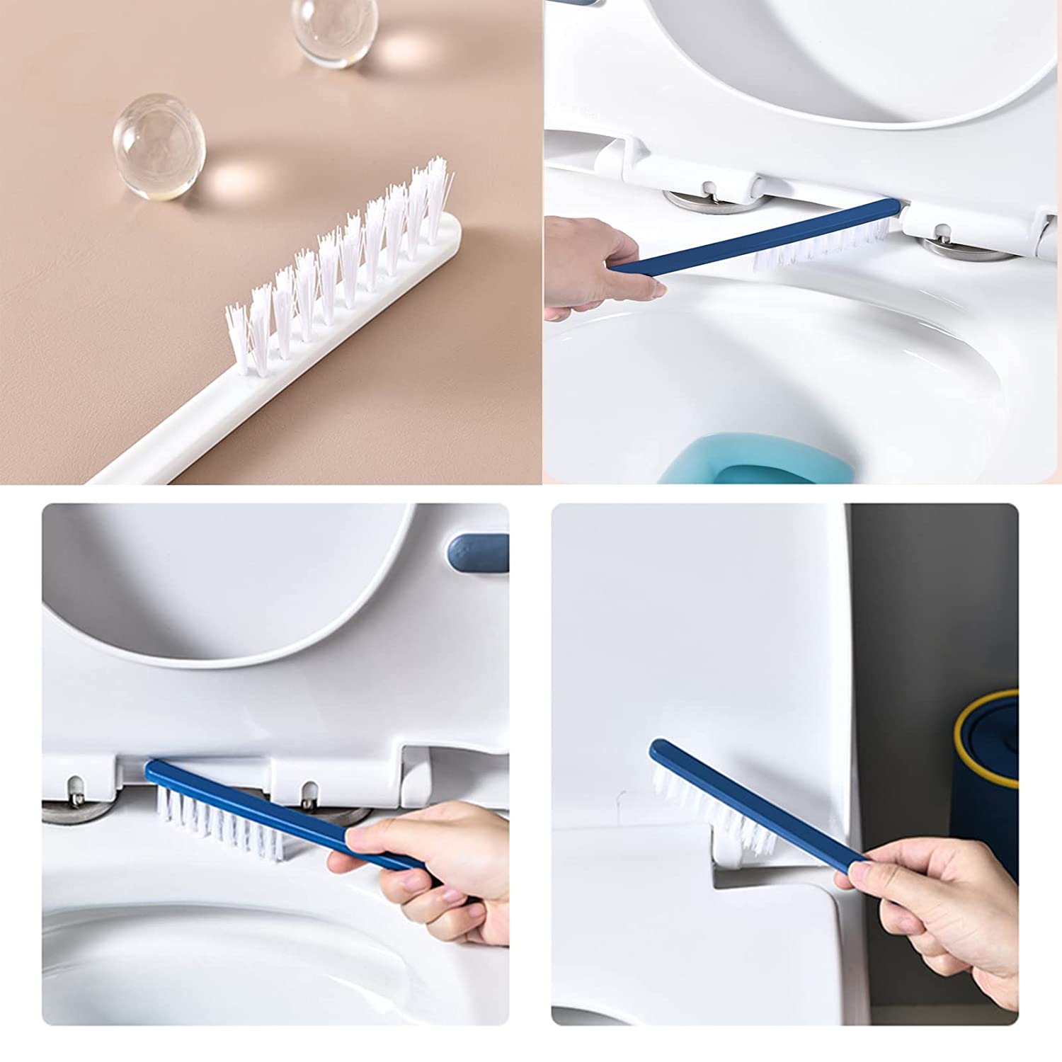 7683 Toilet Brush Set , Toilet Brush And Holder Set, Anti-Slip Handle Silicone Toilet Brush And Small Cleaning Brush , 