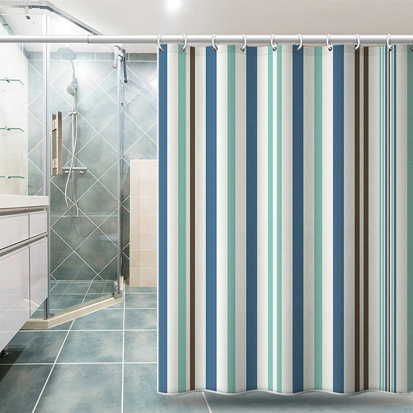 6718 Bright Vertical Stripes in The Shower Curtain (180x220cm) 