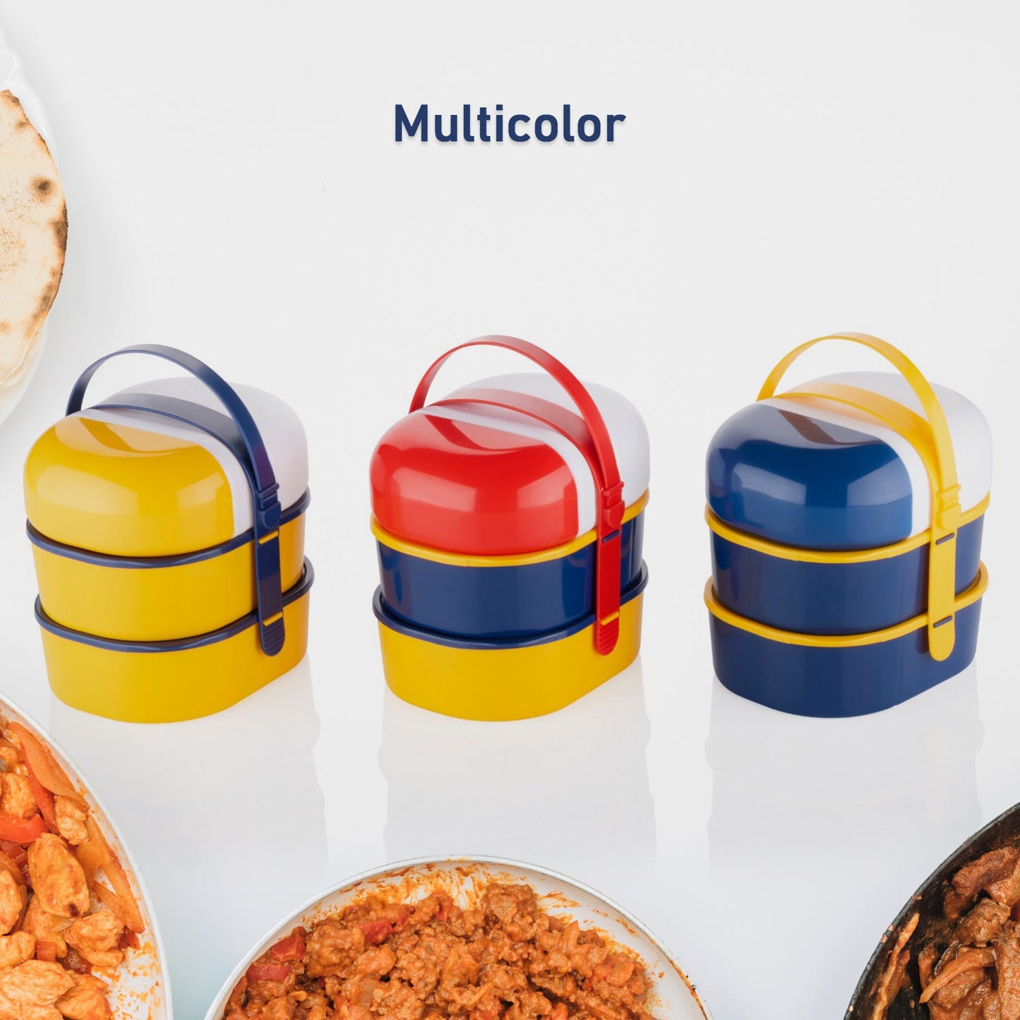 7158 Mr. Chef Smart Lunch Box Capsule shape strap-on lunch box with water bottle and handle 