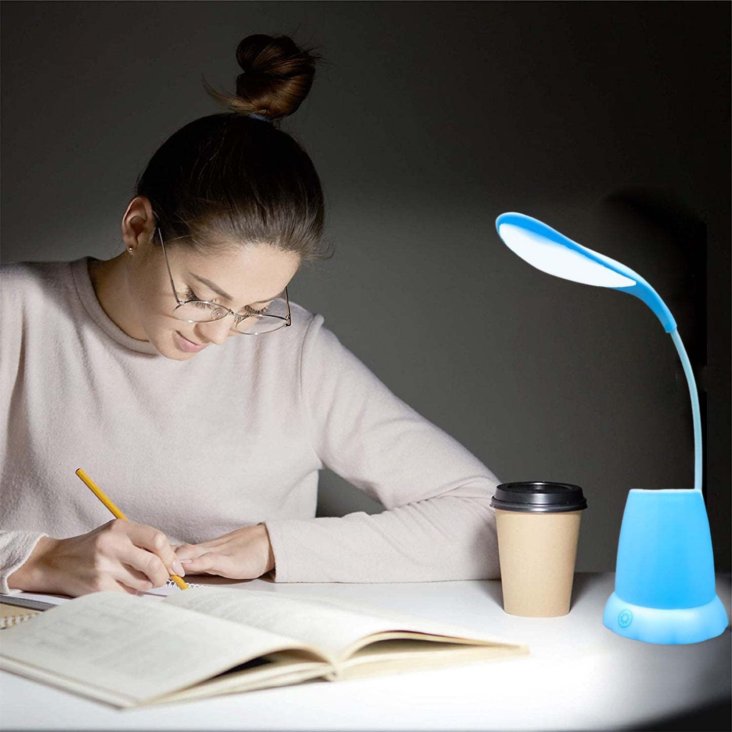 1256 Desk Lamp with Pen Holder Table Lamp with Pencil Stand for Home Office 