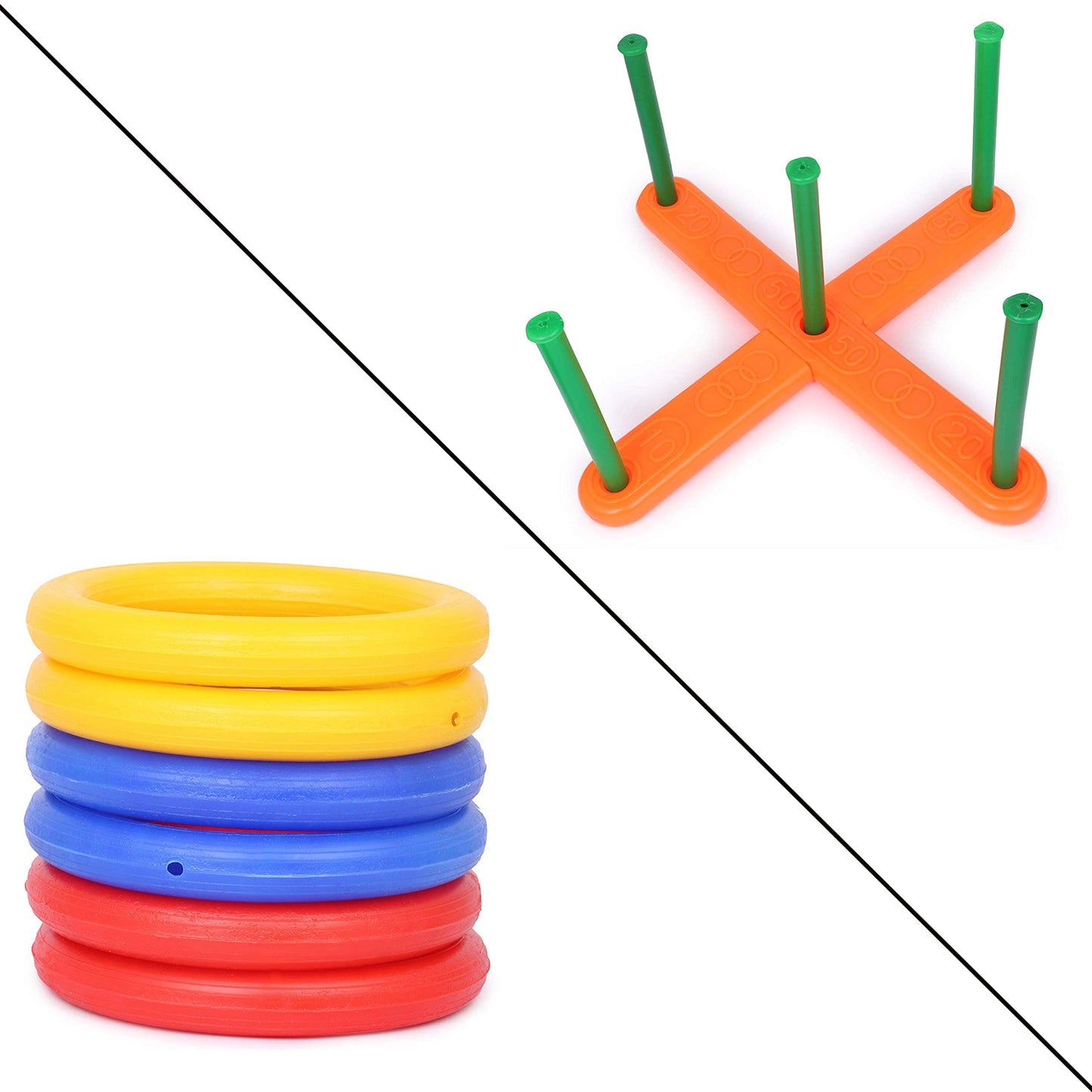 8078 13 Pc Ring Toss Game widely used by children’s and kids for playing and enjoying purposes and all in all kinds of household and official places etc. 