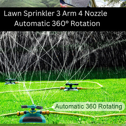 7482  360 Degree 3 Arm Sprinkler for Watering Garden and Lawn Irrigation Yard Water Sprayer 