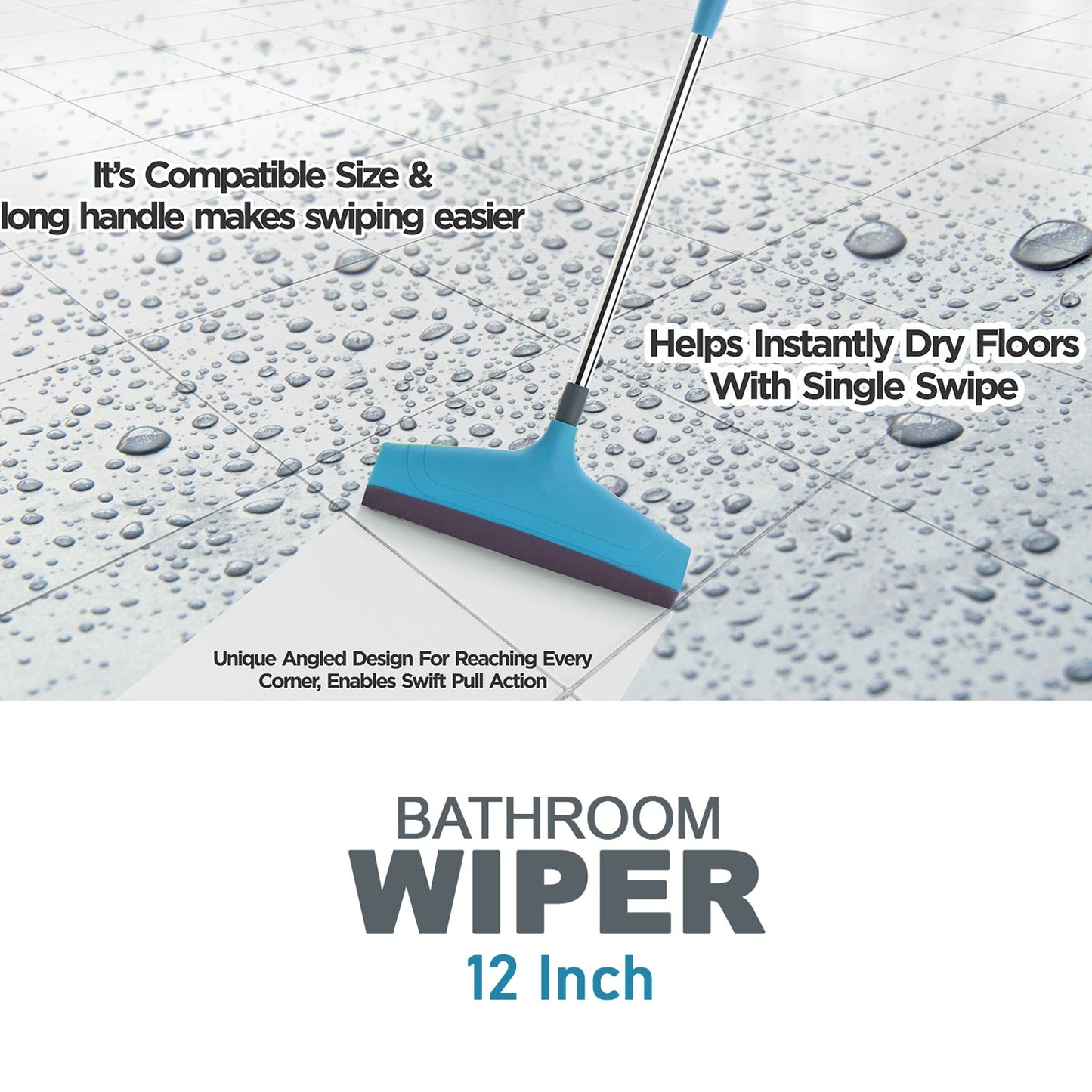 8708A Telescopic Home/Bathroom Wiper 12 Inch (30 cm), Plastic Floor Wiper 