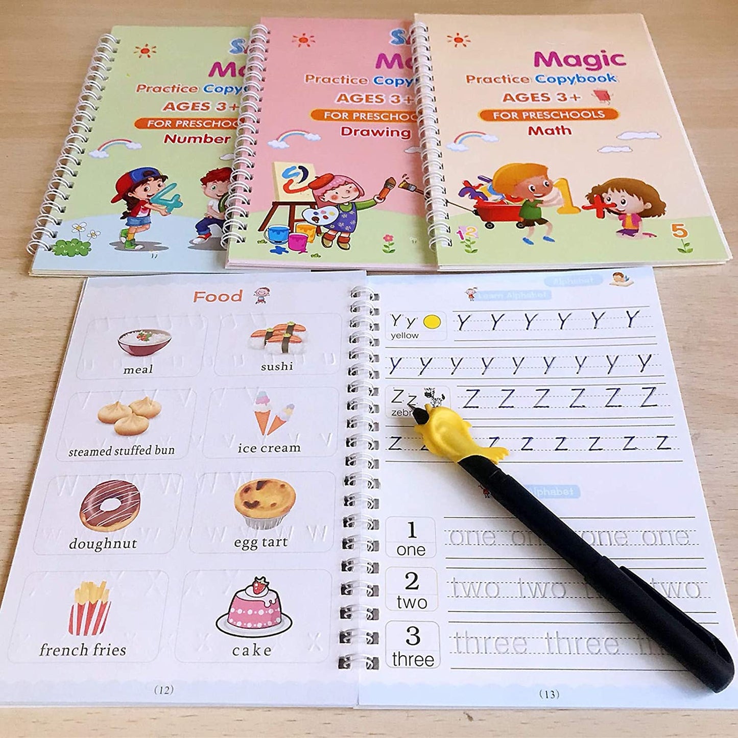 8075 4 Pc Magic Copybook widely used by kids, children’s and even adults also to write down important things over it while emergencies etc. 