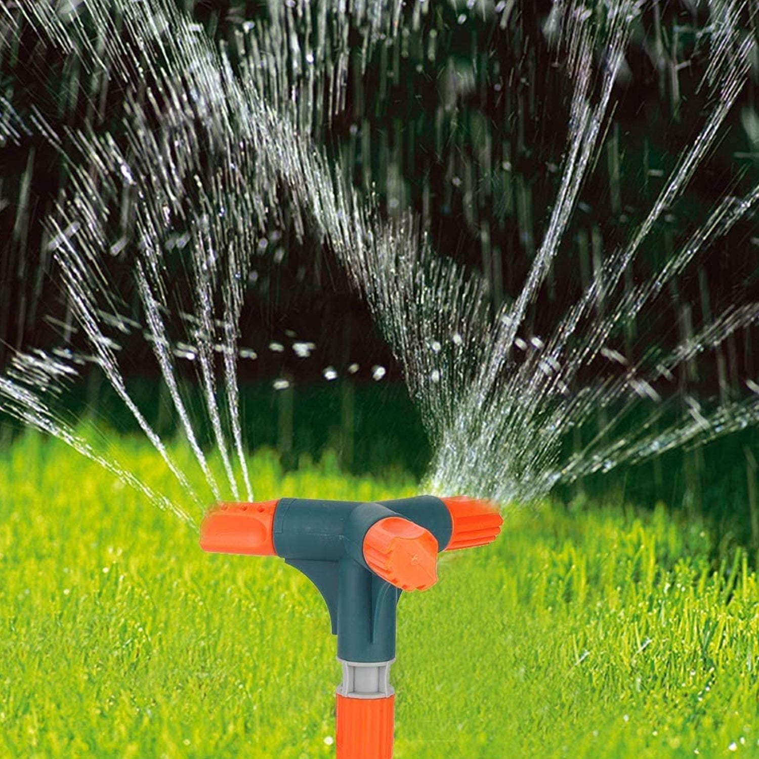 7537 Garden Sprinkler 360 ° Rotating Adjustable Round 3 Arm Lawn Water Sprinkler for Watering Garden Plants/Pipe Hose Irrigation Yard Water Sprayer 