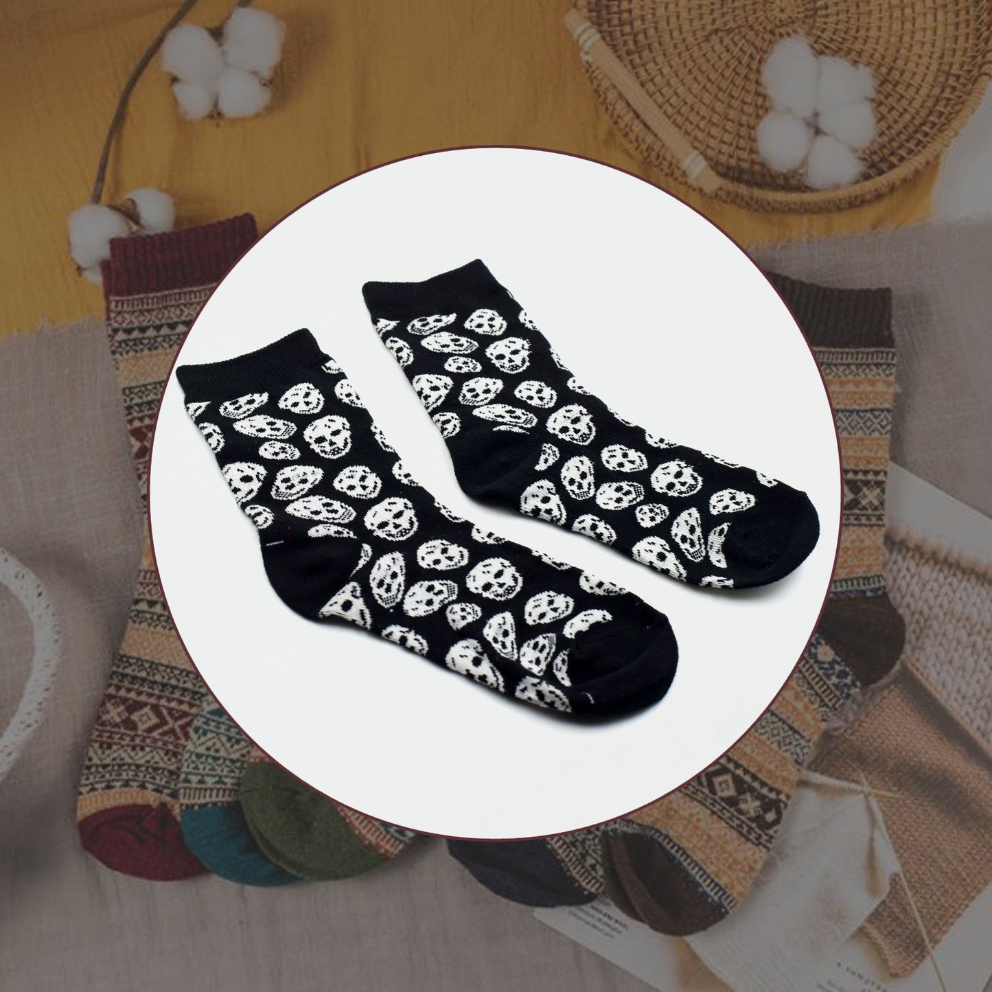 7342 Cotton Fancy Ladies Socks (1 Pair) 