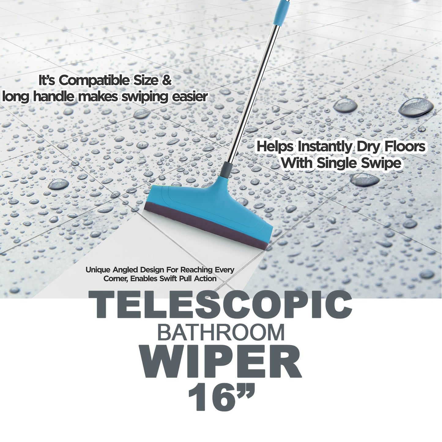 8709A Adjustable Bathroom/Floor Stainless Steel Rod Wiper, Plastic Floor Wiper 