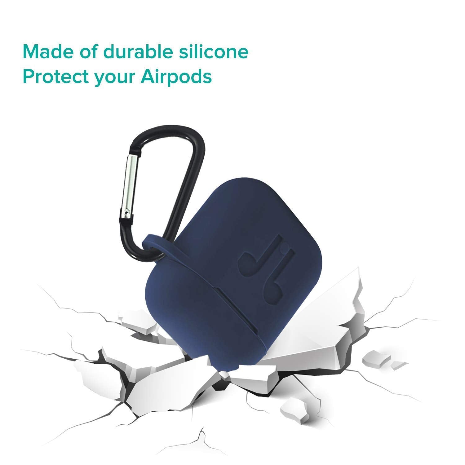 6473 Silicone Shockproof Protection Wireless Headphones Carrying Box Cover with Metal Keychain 