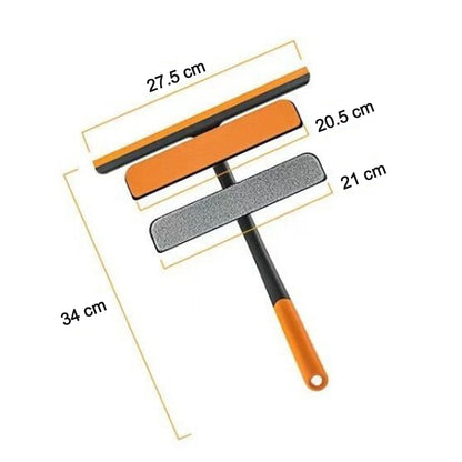 6087L Plastic 3 in 1 Rotatable Double Side Design Cleaning Brush Glass Wiper for Glass window, Car Window, Mirror, Floor (Multicolor) 