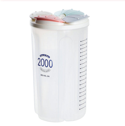 766 Kitchen Storage - Transparent Sealed Cans/Jars/Storage Box 4 Section 
