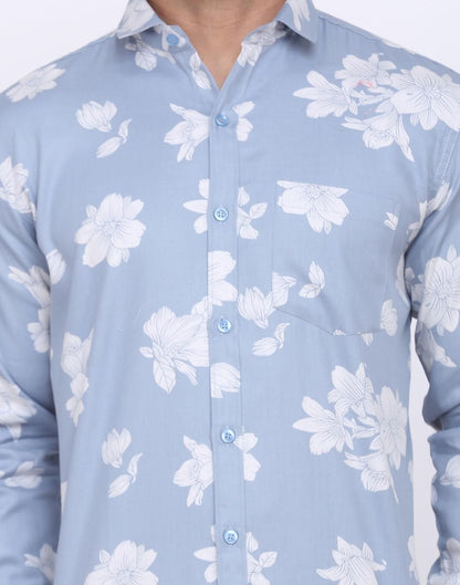Cotton Blend Printed Full Sleeves Regular Fit Mens Casual Shirt