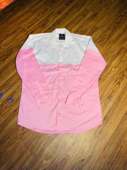 Cotton Blend Color Block Slim Fit Shirts