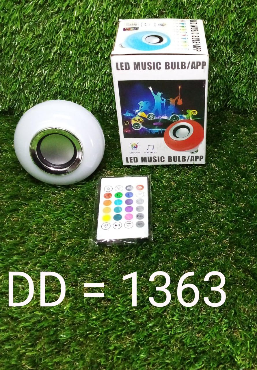 1363 Wireless Bluetooth Sensor 12W Music Multicolor LED Bulb with Remote Controller 