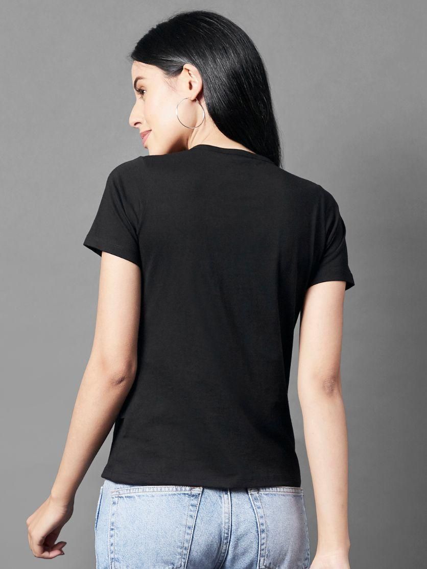 Rigo Women's Cotton Typography Print Half Sleeves Couples T-Shirt