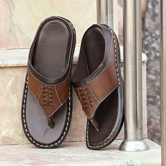 Bucik Men's Brown Synthetic Leather Slip-On Casual Slipper