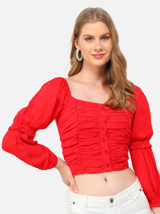 Trend Arrest Women's Rayon Solid Ruching Top