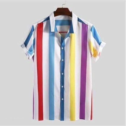Cotton Blend Stripes Half Sleeves Regular Fit Casual Shirt