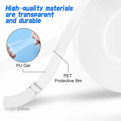 882 Double Sided Nano Adhesive Tape, 3 meter Washable Traceless Nano Gel Tape, Multipurpose 