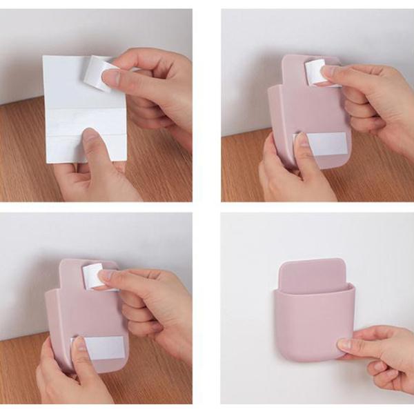 1374 Wall Mounted Storage Case with Mobile Phone Charging Port Plug Holder - Pack of 4 Pcs 
