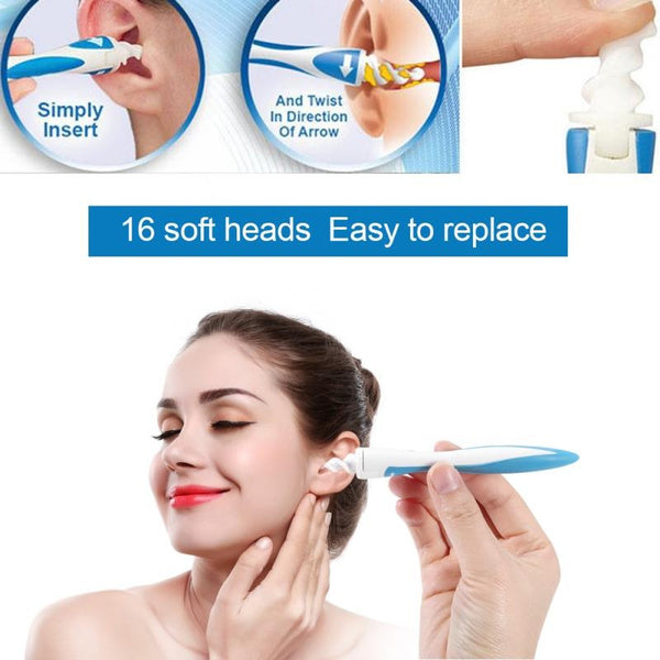 4656 Smart Swab Silicone Easy Earwax Removal with 16 Replacement Disposable Soft Tips/Ear Wax 