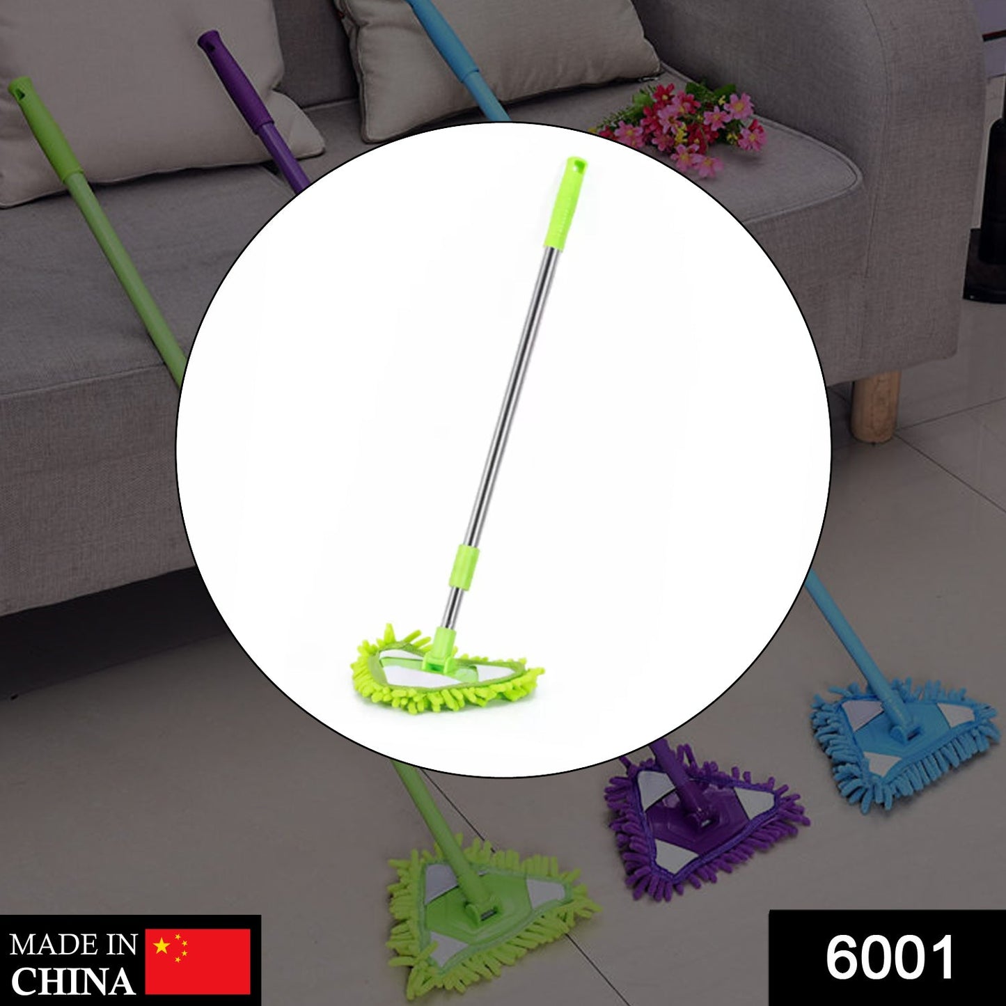 6001 Stainless Steel Road Adjustable Triangle Mop Used for Cleaning Dusty and Wet Floor Surfaces and Tiles. 