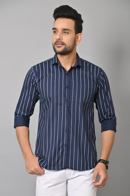 Gasperity Cotton Stripes Full Sleeves Mens Casual Shirt