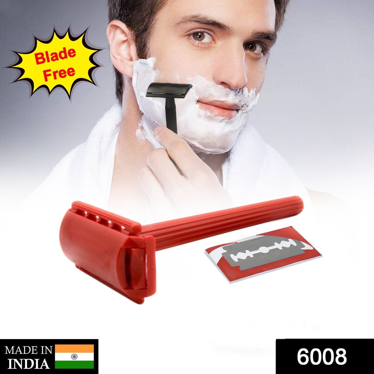 6008 Shaving Razor for Men Blade Razor with Plastic Grip Handle (With Card Packing) 