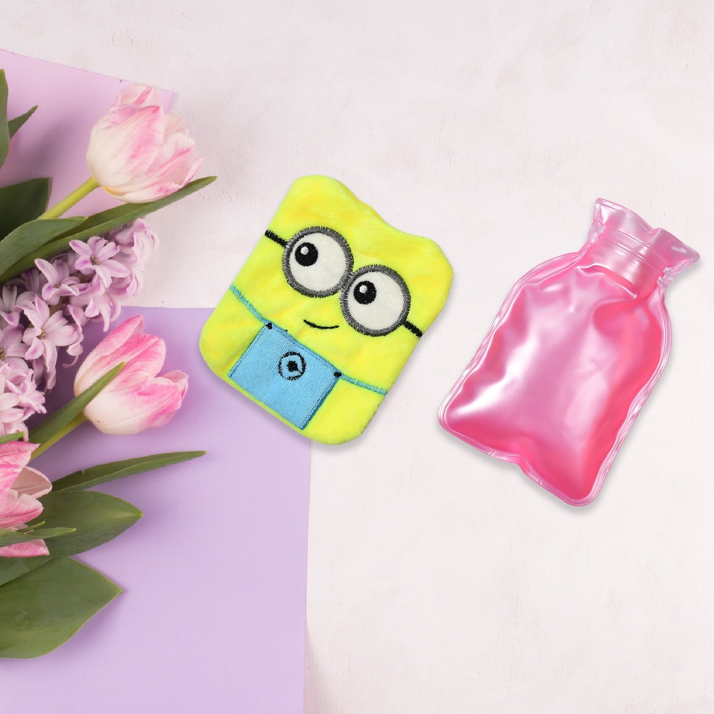 6507 2Eye Minions small Hot Water Bag with Cover for Pain Relief, Neck, Shoulder Pain and Hand, Feet Warmer, Menstrual Cramps. 