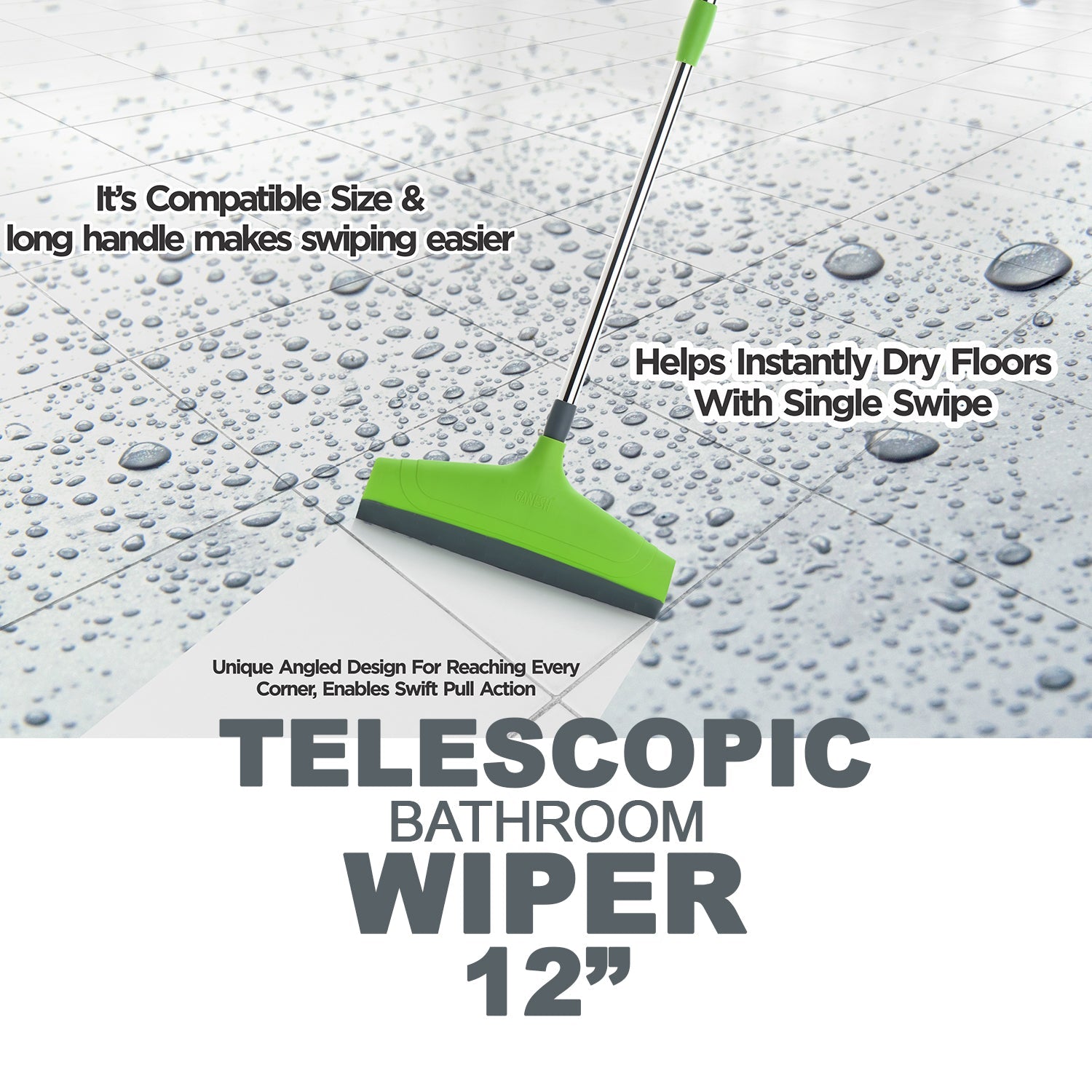 8708 Ganesh Telescopic Bathroom Wiper 12 Inch (30 cm) 