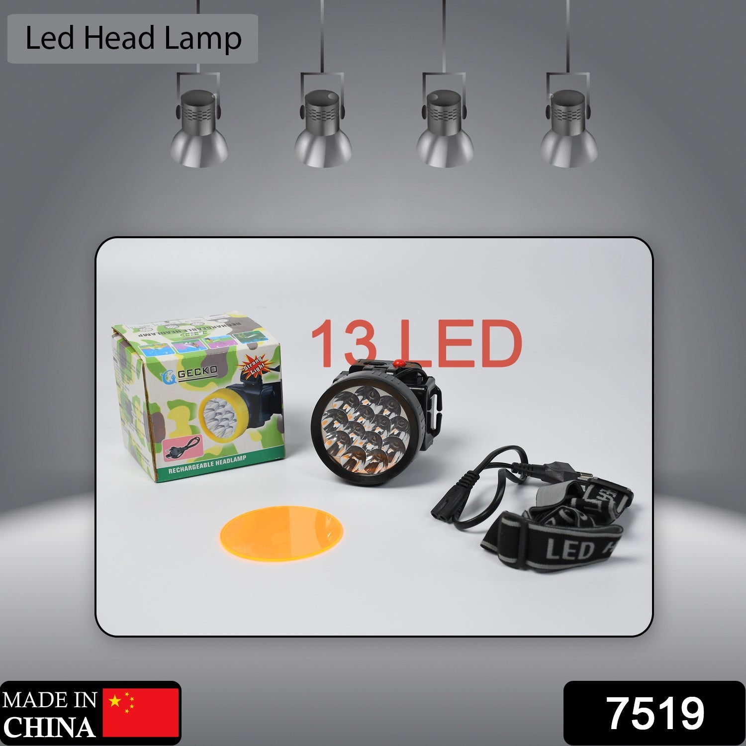 7519 HEAD LAMP 13 LED LONG RANGE RECHARGEABLE HEADLAMP ADJUSTMENT LAMP USE FOR FARMERS, FISHING, CAMPING, HIKING, TREKKING, CYCLING 