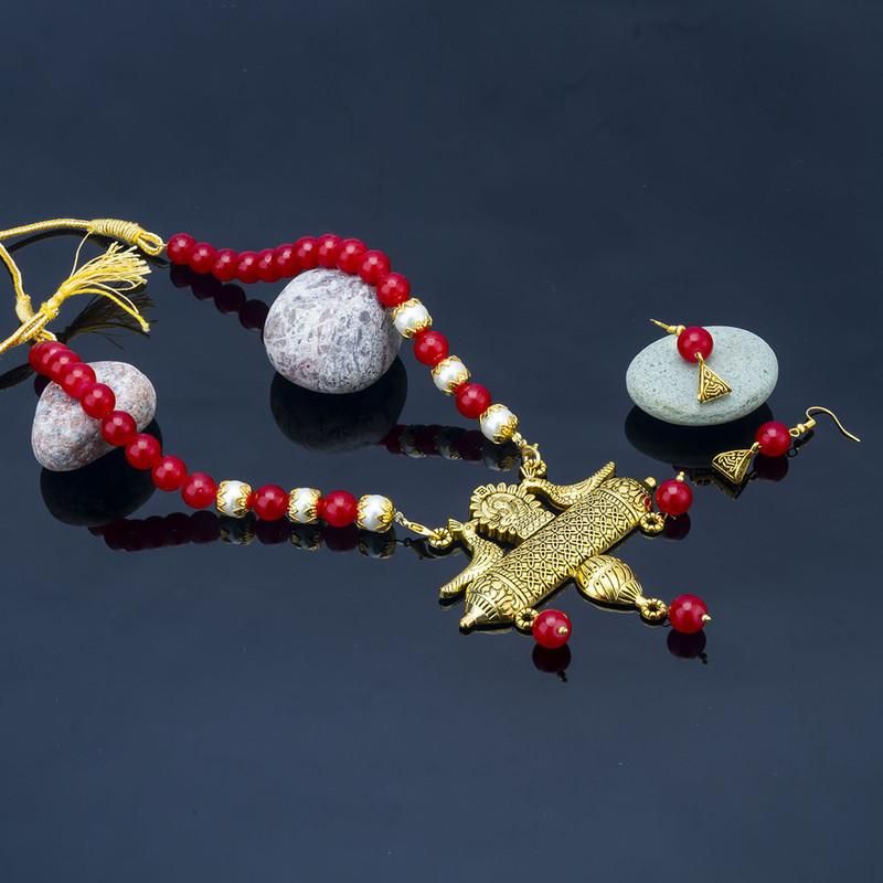 Latest Moti & Gold Plated Necklace Set