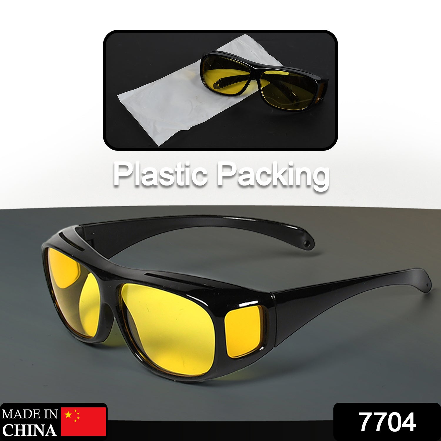 7704  Night Driving Polarized HD Vision Glasses | Anti Glare 100% UV Protected Goggles | Night Bike Riding Car driving Glasses For Men & Women Use 