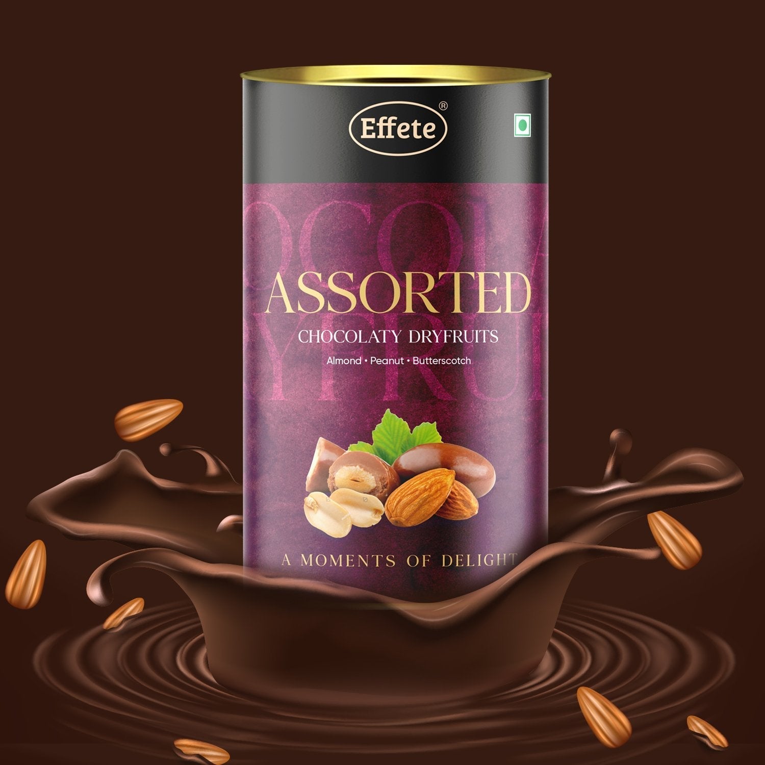7808 Assorted Chocolate Dryfruits - Almonds, Peanut & Butterscotch (96 Grams) 