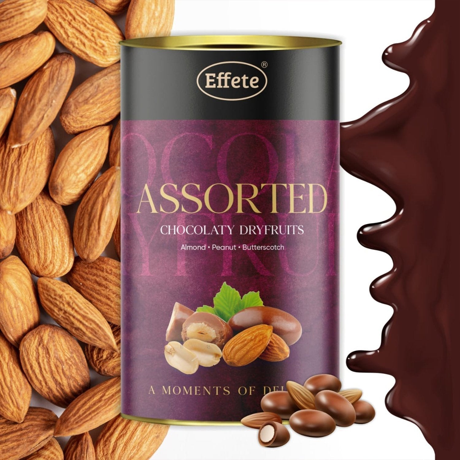 7808 Assorted Chocolate Dryfruits - Almonds, Peanut & Butterscotch (96 Grams) 