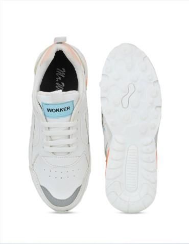Mr Wonker Women White Colourblocked Lace-Up Sneakers