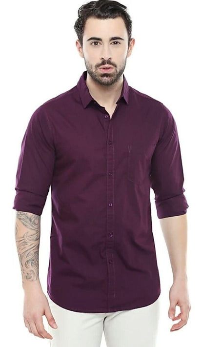 Cotton Solid Full Sleeves Regular Fit Casual Shirt