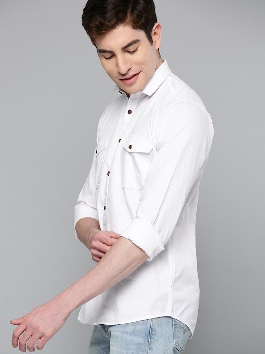 Cotton Solid Full Sleeves Mens Casual Shirt